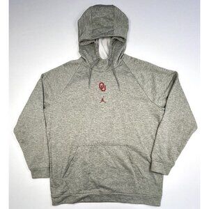 AIR JORDAN Mens XXL Gray University of Oklahoma OU Logo Hooded SWEATSHIRT EUC